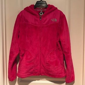 North Face Hot Pink Hooded Fleece Jacket